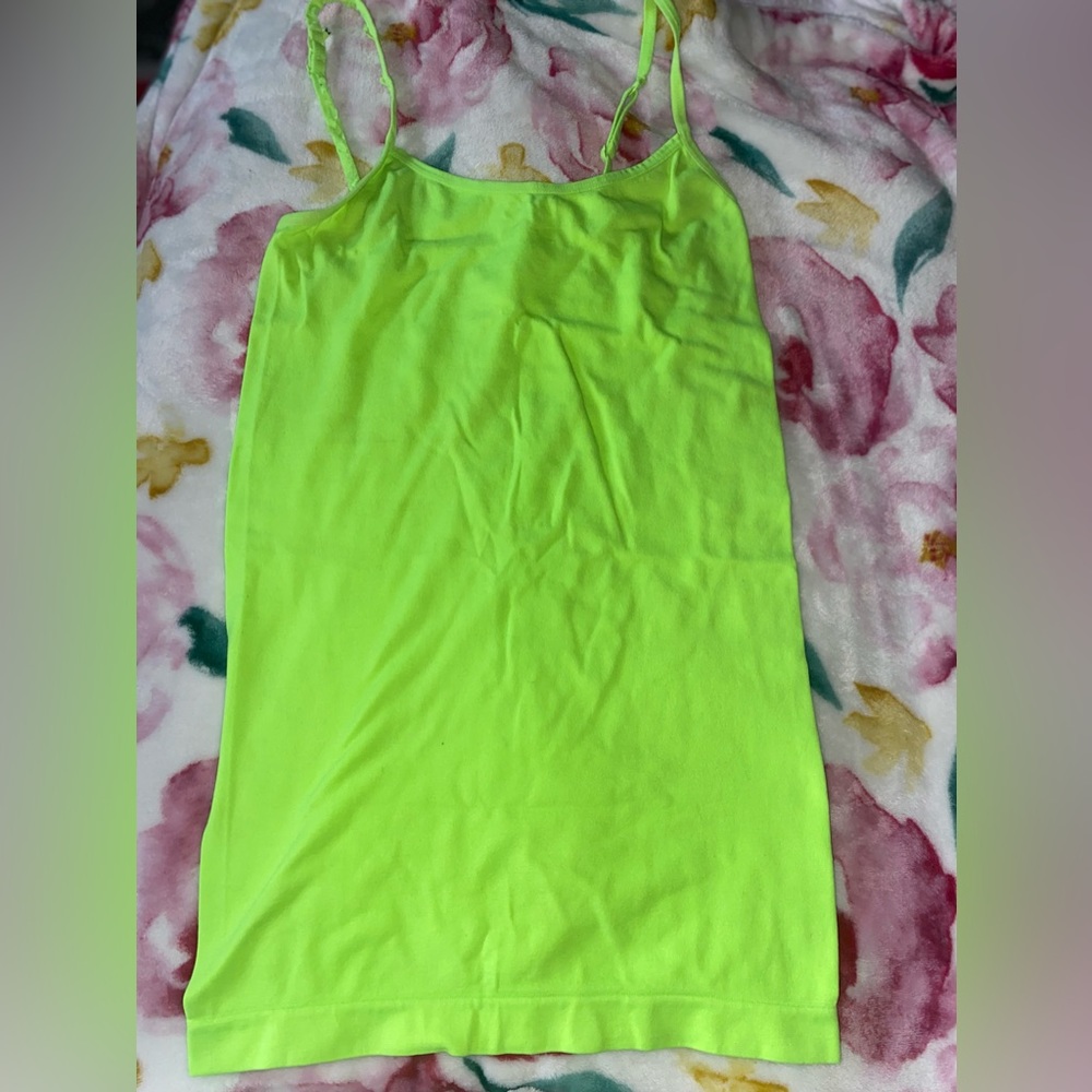 Grane Spandex/Nylon neon Green Tee Shirt  tank top sz med on shoulder strap